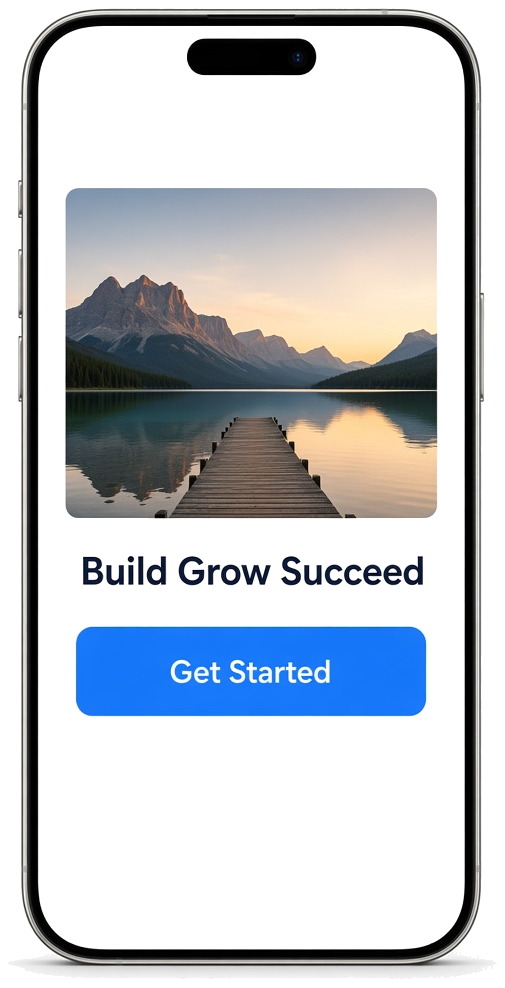 Phone showing a Build Grow Succeed mobile app